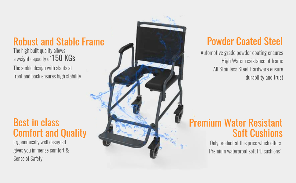 Buy Arcatron Heavy Duty Commode Wheelchair (Frido 2000) Online in Pune & Mumbai, India - ElderLiving
